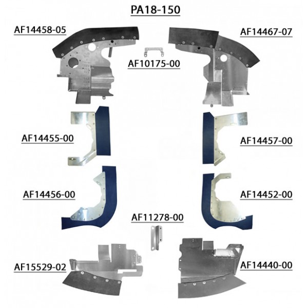 Piper PA-18-150 Conical Mount with Front Oil Cooler - Complete Engine Baffle Set